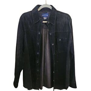 Charter Club Black Genuine Suede Button Front Shacket Size M